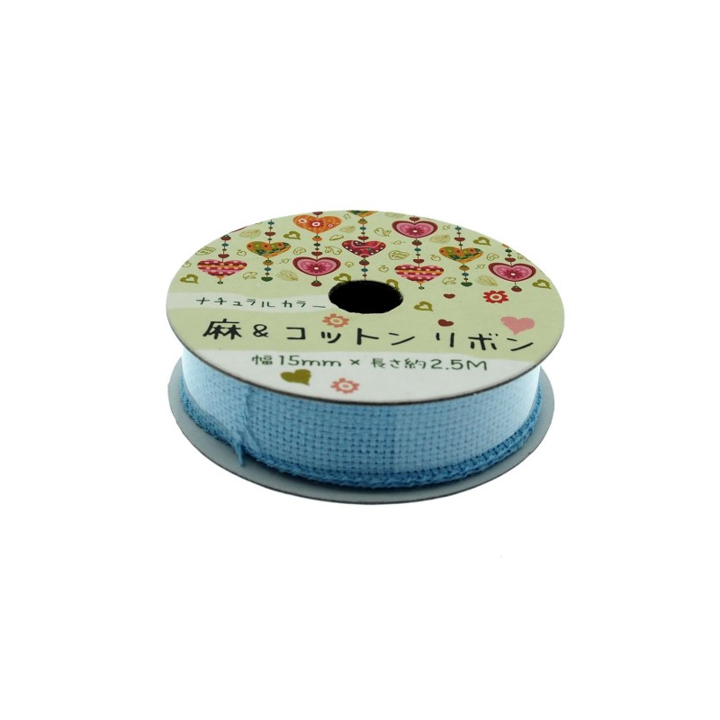 Linen Ribbon Blue 15mm x 2.5m